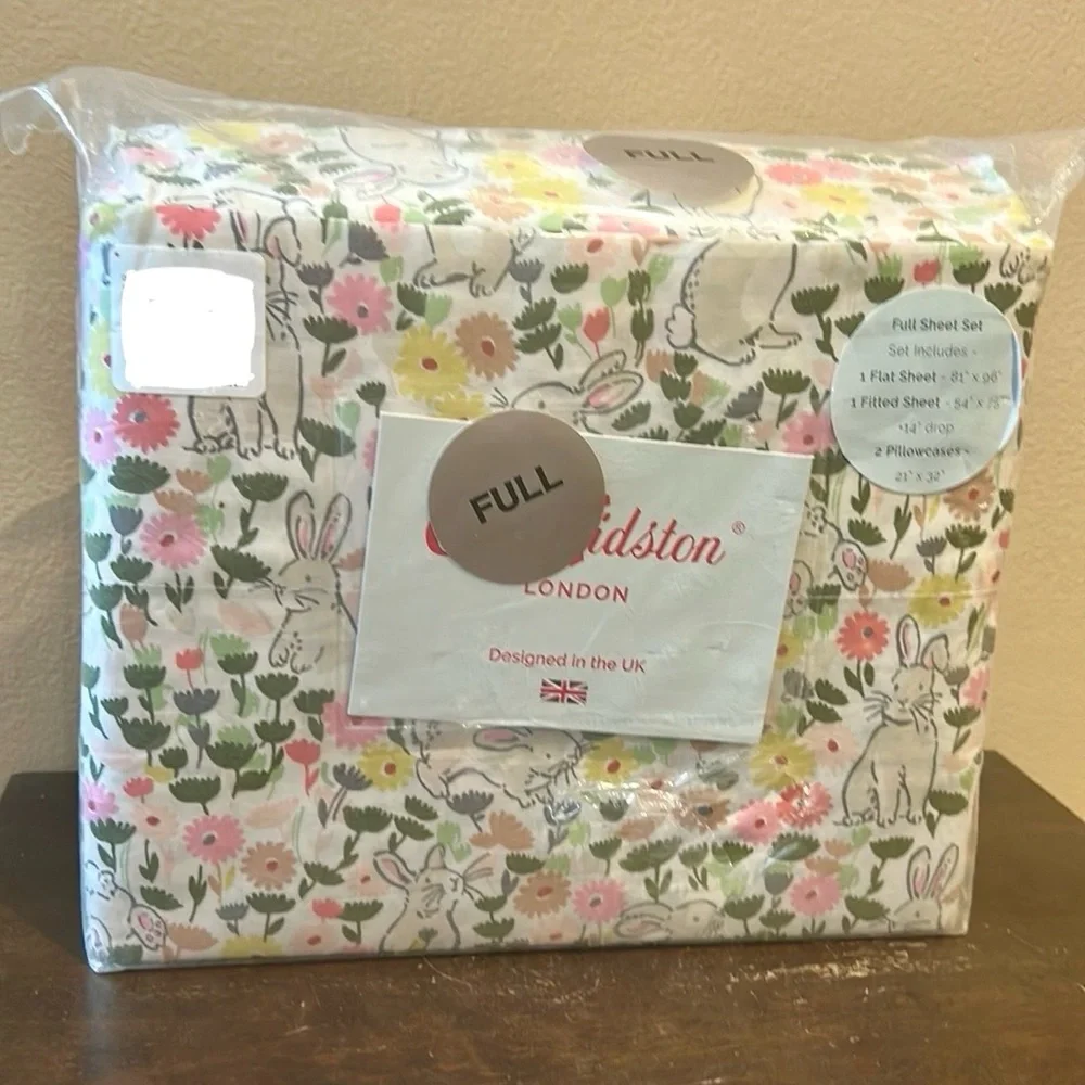 Cath Kidson Sheet Set Easter Bunny Floral Full Cotton 200 Thread Count New